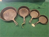 4 - Griswold No 3, 4, 6, 9 Mixed Logo Skillets