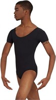 Capezio Men's Tactel Short Sleeve Leotard, Black,