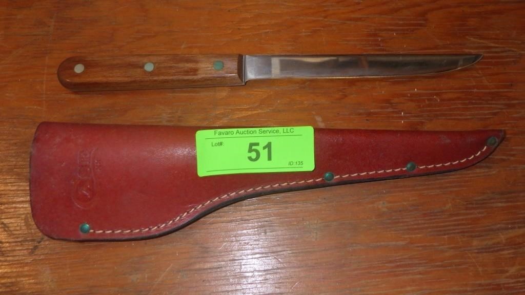 VINTAGE CASE KNIFE IN LEATHER CASE SHEATH