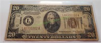 1934A $20 Brown Seal Hawaii Note