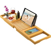 Premium Bamboo Bathtub Tray Caddy - Expandable