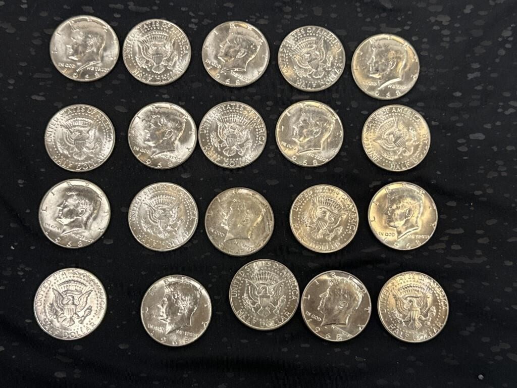 20 Kennedy Half Dollars (40% silver)