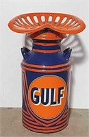Gulf milk can with tractor seat