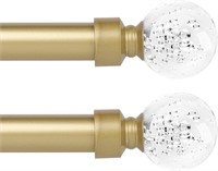 Knobelite 48-86In Curtain Rods w/ Crystal Finals