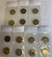 14-Canadian  twenty five cent coins
