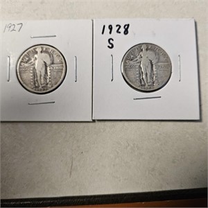 1927 & 1928 S Standing Liberty Quarters