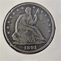 1891 Seated Half Dollar