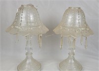 2 Glass Candle Holders Missing Some Crystals