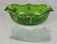 Antique Delaware Bowl Emerald Green/Gold
