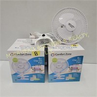(2) 6 IN CLIP ON FANS NEW