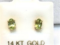 $250. 14 Kt Gold Peridot Earrings