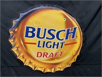 24" BUSCH LIGHT DRAFT METAL ADVERTISING SIGN