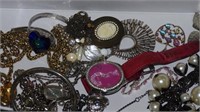 Box of various jewellery and watches