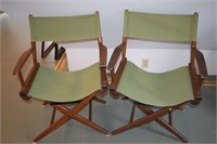 (2) Pier 1 Sage Green & Wood Directors Chairs