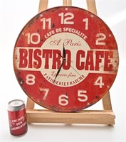 *Horloge en métal Bistro café, fonctionnelle