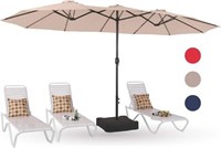 PHI VILLA 15ft Patio Umbrella (Beige)