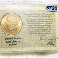 1904-S $20 Gold Double Eagle MS60