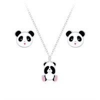 Adorable Panda Necklace & Earrings Set