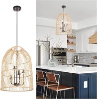 Farmhouse Rattan Pendant Light Fixture