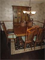 china cabinet,rug & dining room table w/chairs