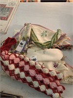 Assortment of ladies handkerchiefs and crocheted