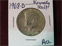 1968 D KENNEDY HALF DOLLAR 40% AU