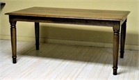 Rustic Tapered Turned Leg Oak Harvest Table.