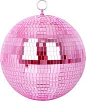 MUZTOP 10" Pink Mirror Ball  Disco Parties Decor