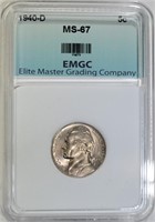 1940-D JEFFERSON NICKEL, EMGC SUPERB GEM BU+