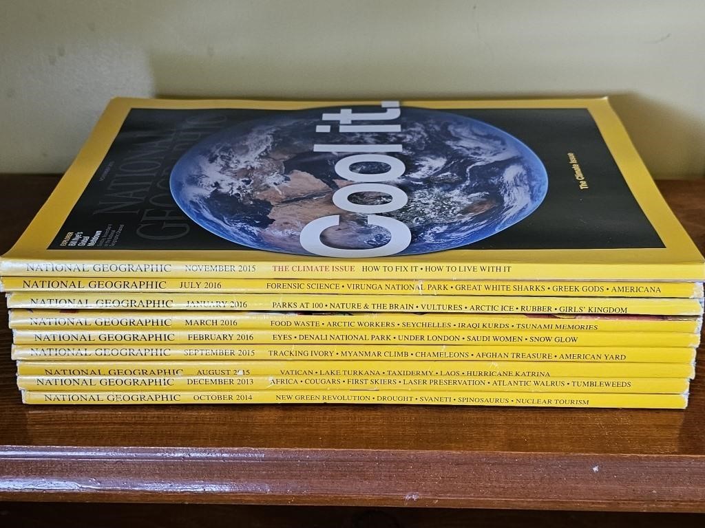 (8) National Geographic Magazines from 2013-2016