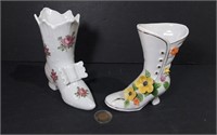 Two Porcelain Boot Planters Incl. East Germany