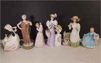 Six Porcelain Figurines Incl. Avon Mrs. Albee