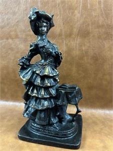 Bronze Victorian Woman Sculpture