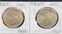 (2) UNC Peace Dollars