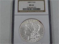 1885-O Morgan Silver Dollar, Graded MS62