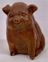 Metal pig, brown finish, 5" tall, 3" base.