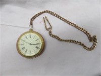 QUARTZ POCKET WATCH WITH WOOD CASE AND