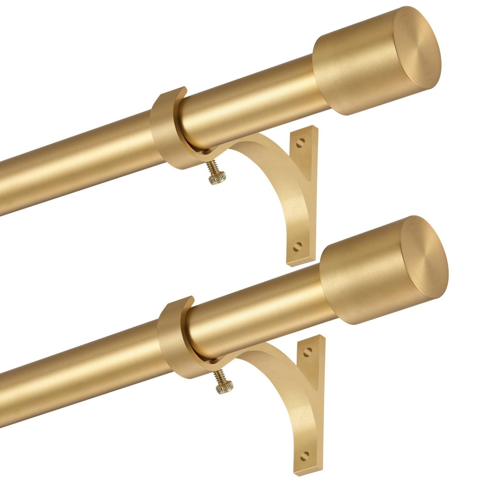 2 Pack Warm Gold Curtain Rods 36-72", Decorative