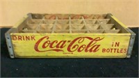 1967 YELLOW WOODEN COCA-COLA Crate Case 24 Bottle