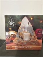 New in box glass mirror candle holder