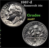 1987-d Roosevelt Dime 10c Grades GEM++ Unc