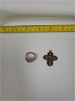 Wallace sterling ring & chapel sterling cross