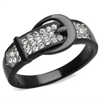 Whimsy .09ct White Sapphire Buckle Ring