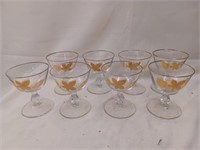 8 Libbey's Golden Leaf Champagne Glasses