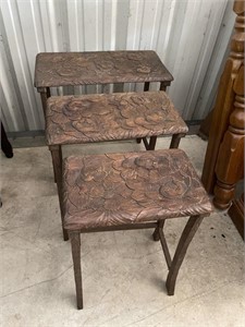 SET OF 3 NESTING CARVED TABLES