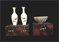 Petite Chinese Vases & Bowl