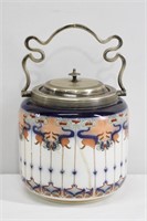 S.W. Dean Burslem Plated Lidded Biscuit Barrel 6"