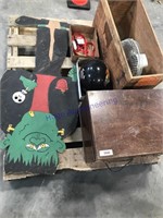 Pallet--old turn table, wood box, Frankenstein