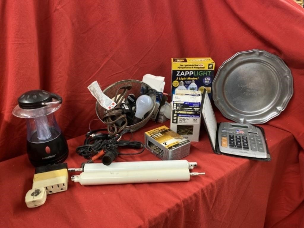 WOOD SCREWS, CORDS, LIGHT BULBS, CALCULATOR MISC