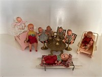 Antique miniature dollhouse dolls ES Germany